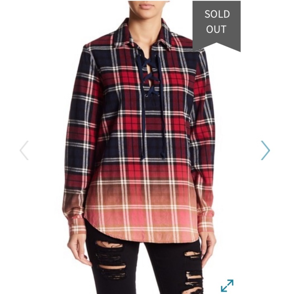 Fifteen Twenty lace up plaid tunic